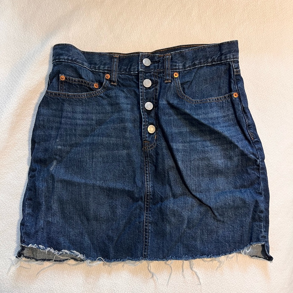 Gap dark stretch denim skirt with button fly